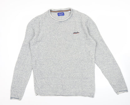 Jack & Jones Mens Grey Knit Pullover Jumper Size M Crew Neck