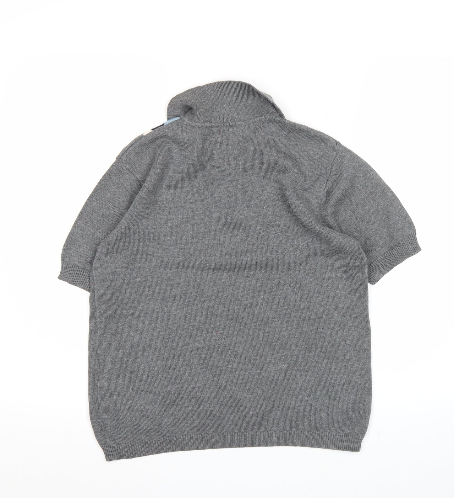 Liz Claiborne Womens Grey Argyle Collared Henley Jumper Size S