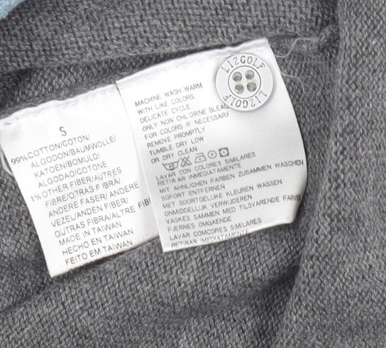 Liz Claiborne Womens Grey Argyle Collared Henley Jumper Size S