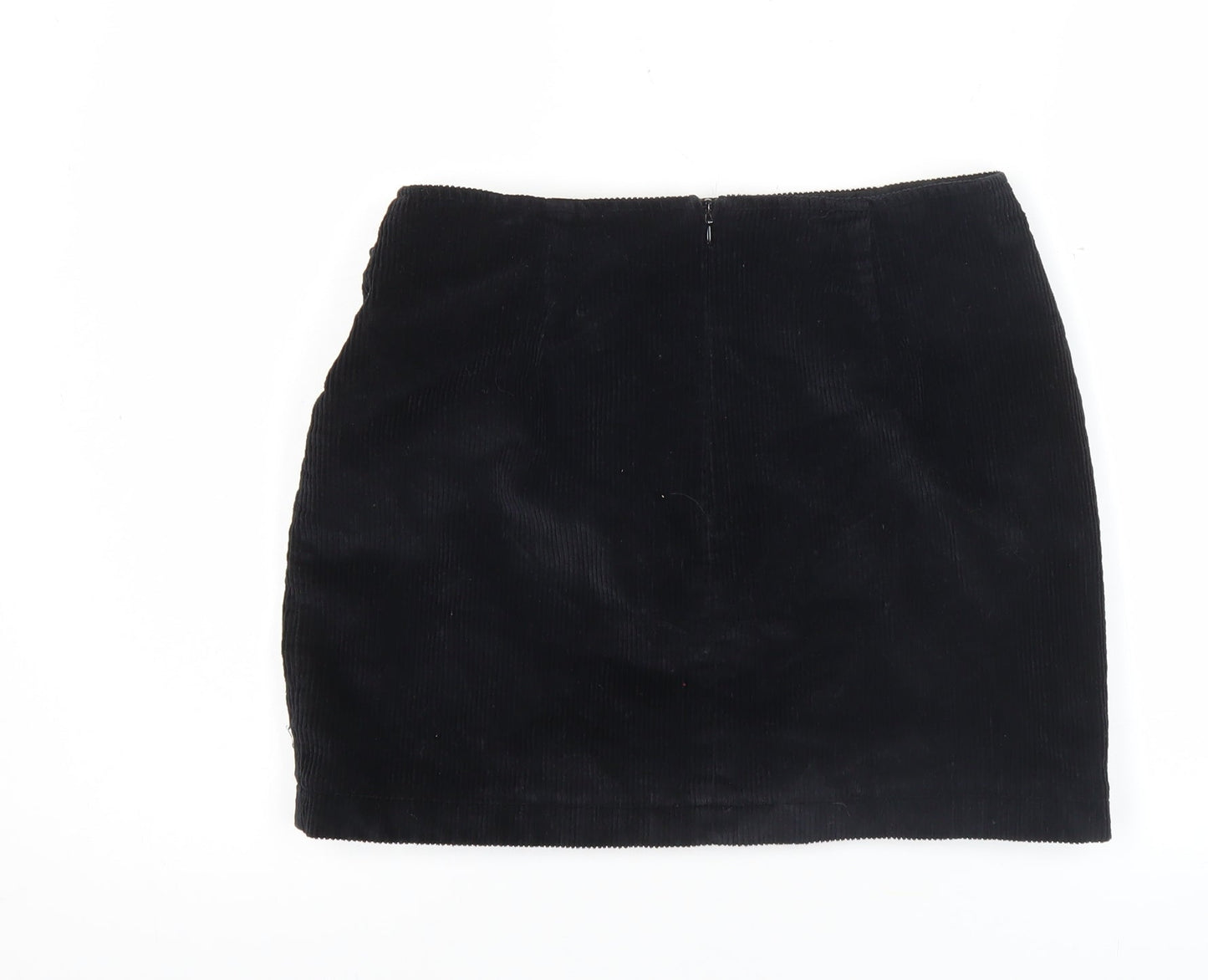 Lola Skye Womens Black Corduroy Buckle Short Pencil Skirt UK 12