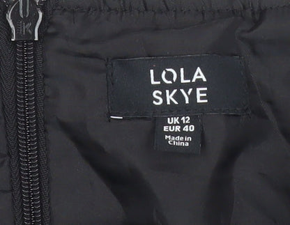 Lola Skye Womens Black Corduroy Buckle Short Pencil Skirt UK 12