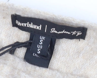 River Island Women’s Beige Knit Pullover Jumper Size S Button Detail