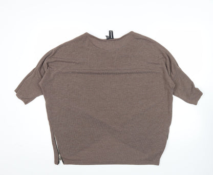 Womens UK Size 8 Izabel London Brown Tunic T-Shirt