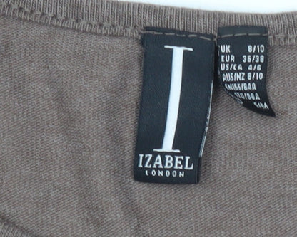 Womens UK Size 8 Izabel London Brown Tunic T-Shirt
