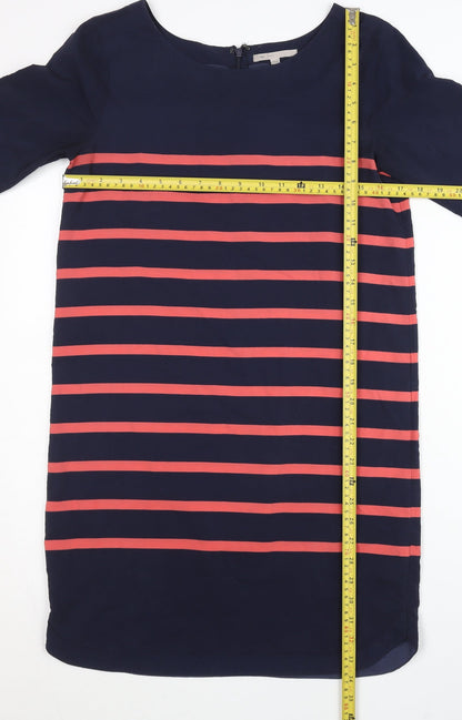 Gap Womens Blue Red Striped Shift Dress XS 3/4 Sleeve Knee Length