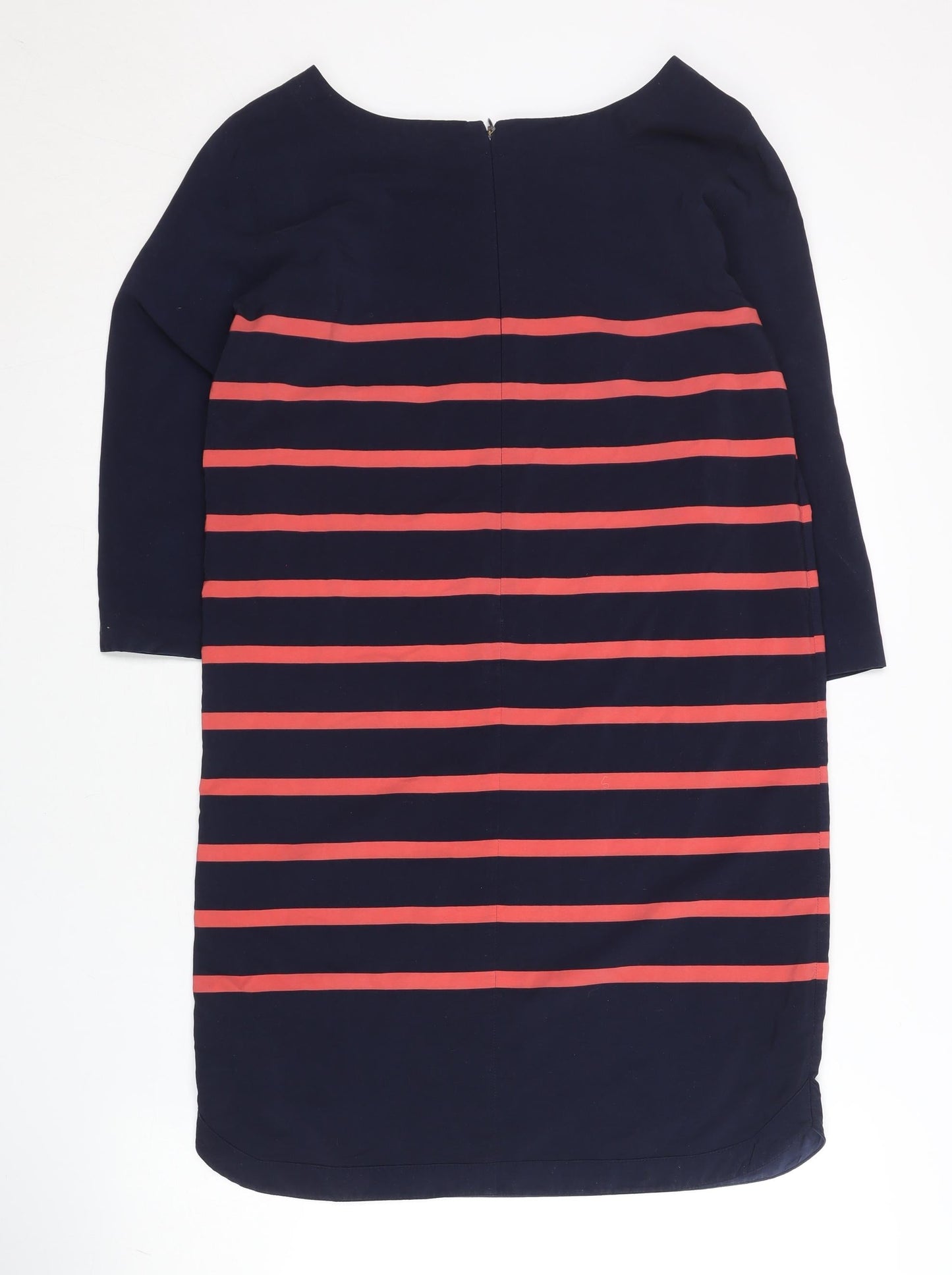 Gap Womens Blue Red Striped Shift Dress XS 3/4 Sleeve Knee Length