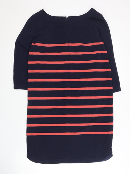 Gap Womens Blue Red Striped Shift Dress XS 3/4 Sleeve Knee Length