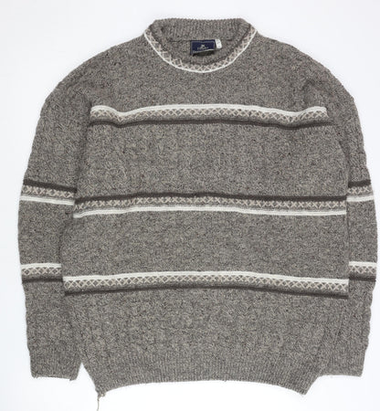 Daniele Blasi Mens Grey XL Cable Knit Wool Blend Jumper