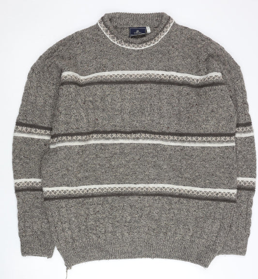 Daniele Blasi Mens Grey XL Cable Knit Wool Blend Jumper