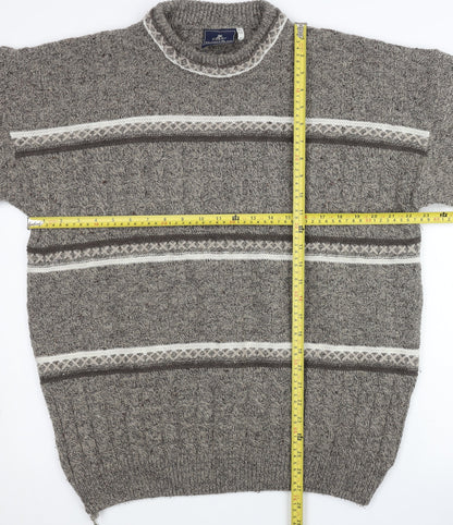 Daniele Blasi Mens Grey XL Cable Knit Wool Blend Jumper