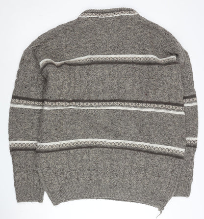 Daniele Blasi Mens Grey XL Cable Knit Wool Blend Jumper