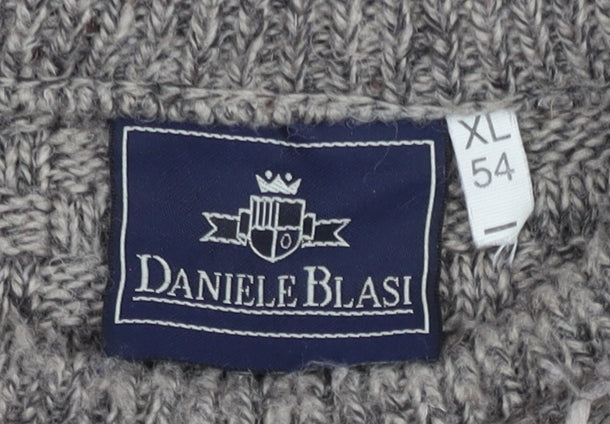 Daniele Blasi Mens Grey XL Cable Knit Wool Blend Jumper