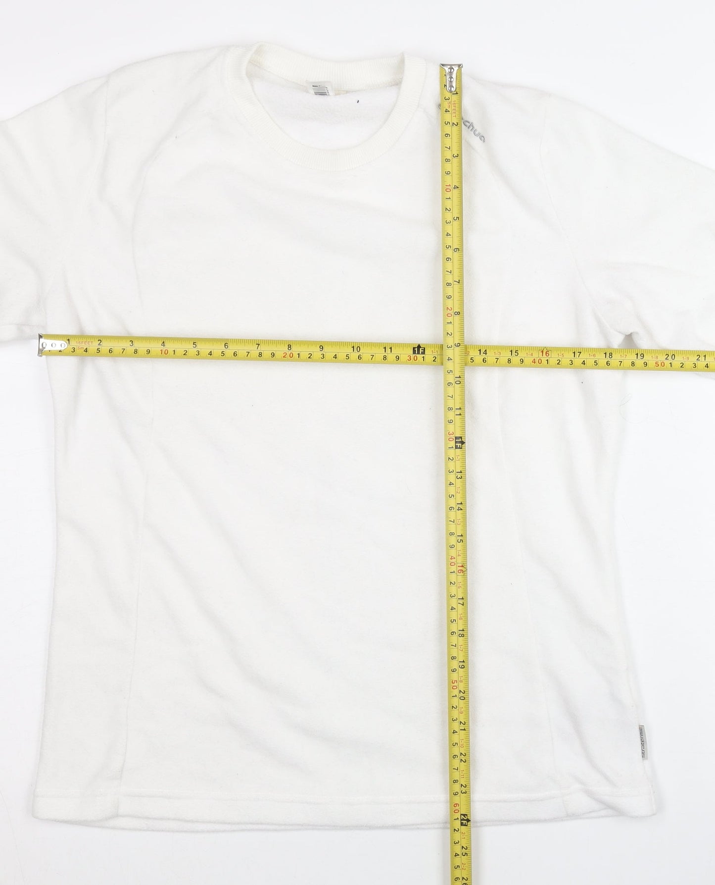 Oxylane Womens White Pullover Sweatshirt Size L Polyester Crew Neck
