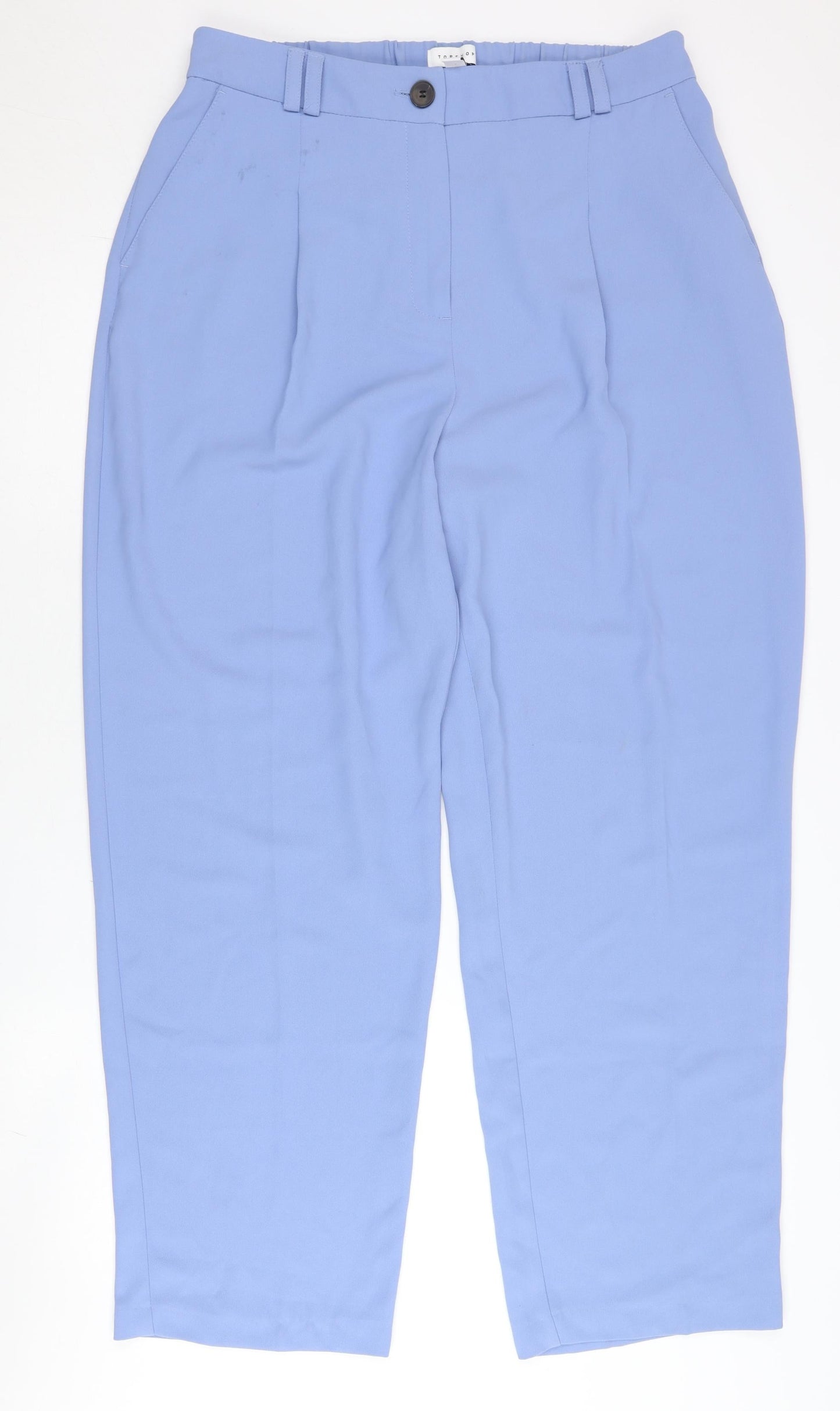 Topshop Women Blue Size 14 Pleated Straight Leg Trousers