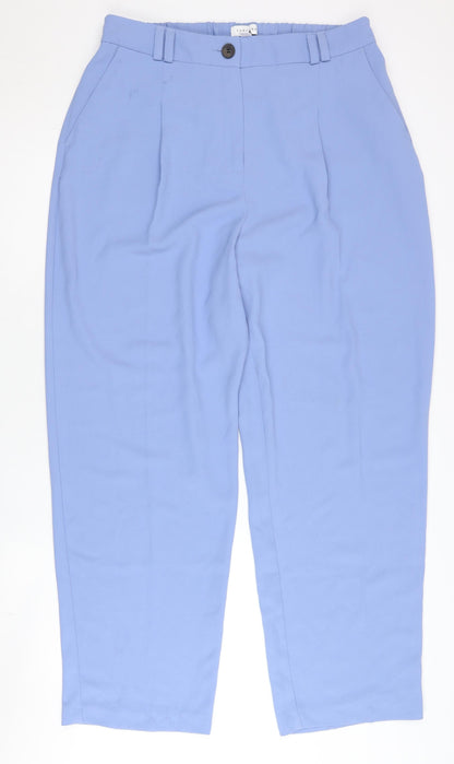 Topshop Women Blue Size 14 Pleated Straight Leg Trousers