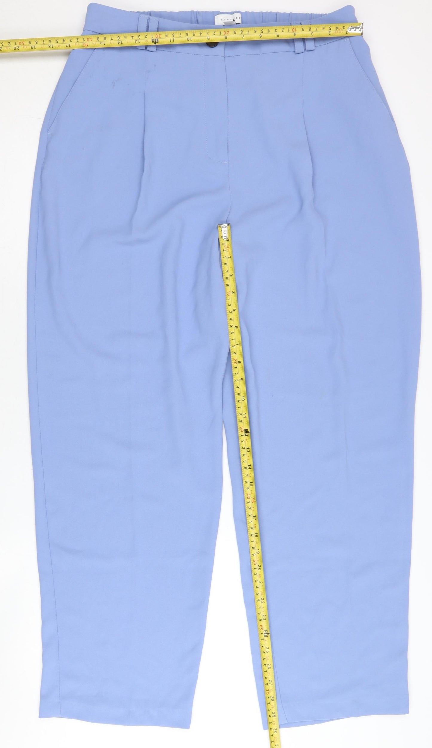 Topshop Women Blue Size 14 Pleated Straight Leg Trousers