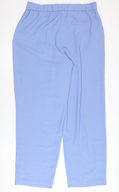 Topshop Women Blue Size 14 Pleated Straight Leg Trousers