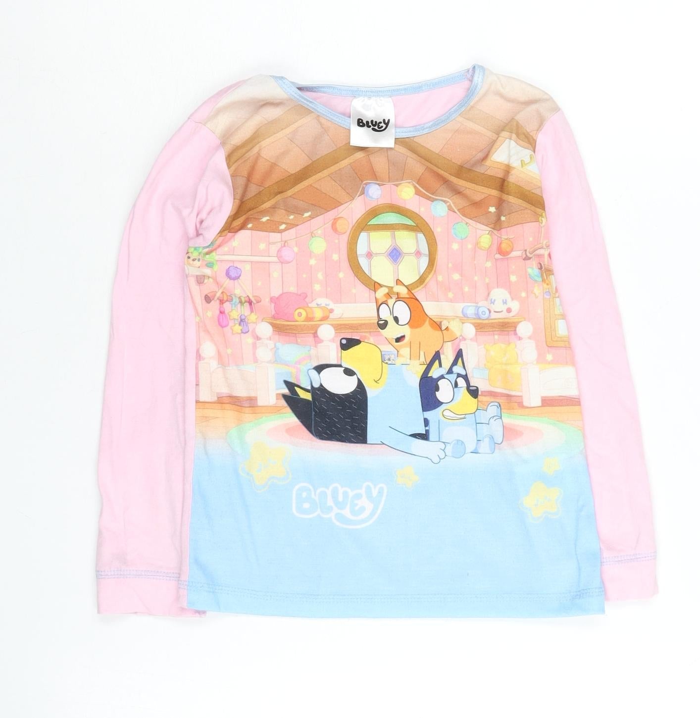 Bluey Girls Pink Blue Long Sleeve T-Shirt 4-5 Years Cartoon Graphic Top