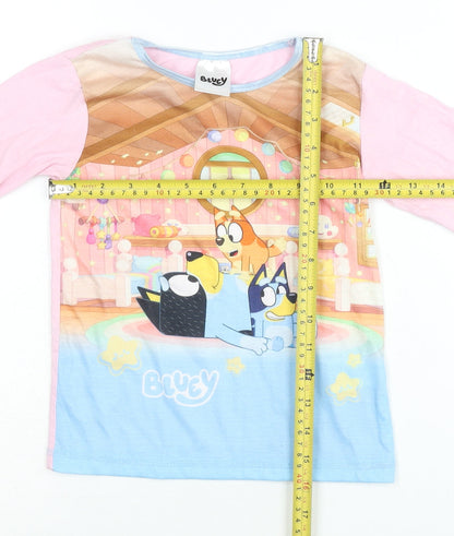 Bluey Girls Pink Blue Long Sleeve T-Shirt 4-5 Years Cartoon Graphic Top