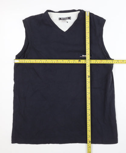 Reebok Men’s Blue Sleeveless V-Neck Sports Cotton T-Shirt M