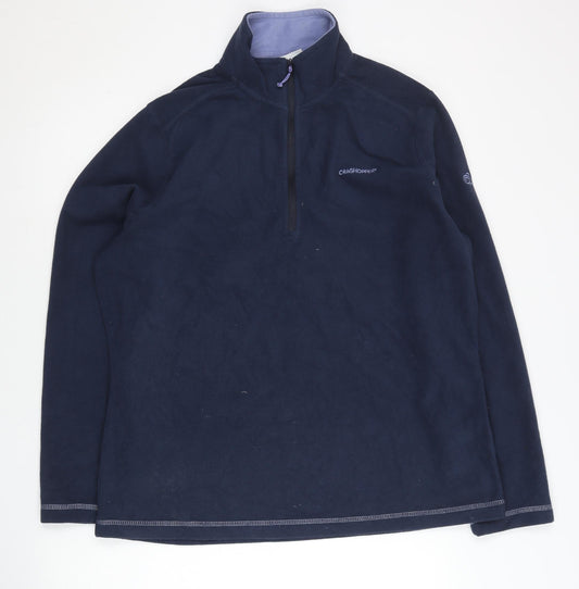 Craghoppers Womens Blue Fleece Sweatshirt UK 16 1/2 Zip Outdoor