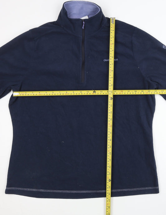Craghoppers Womens Blue Fleece Sweatshirt UK 16 1/2 Zip Outdoor