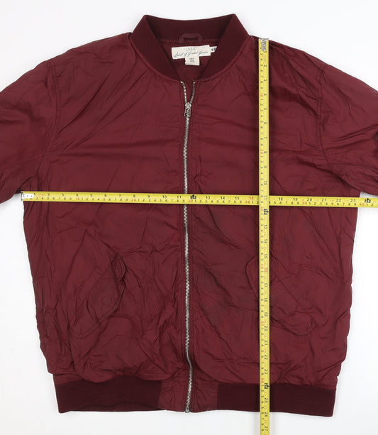 H&M Women Red XL Bomber Jacket Full Zip Pocket Lined Casual