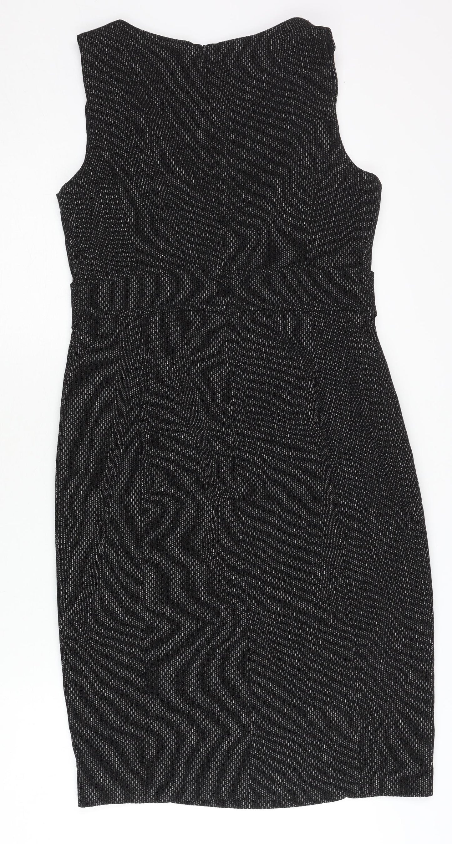 Debenhams Petite Womens Black Size 8 Sheath Belted Dress