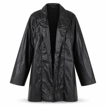 PrettyLittleThing Womens Black Faux Leather Long Coat UK 12