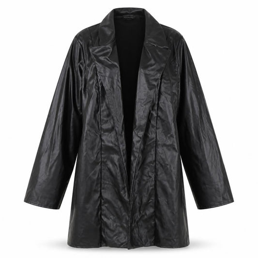PrettyLittleThing Womens Black Faux Leather Long Coat UK 12
