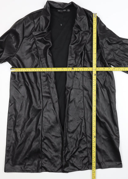 PrettyLittleThing Womens Black Faux Leather Long Coat UK 12