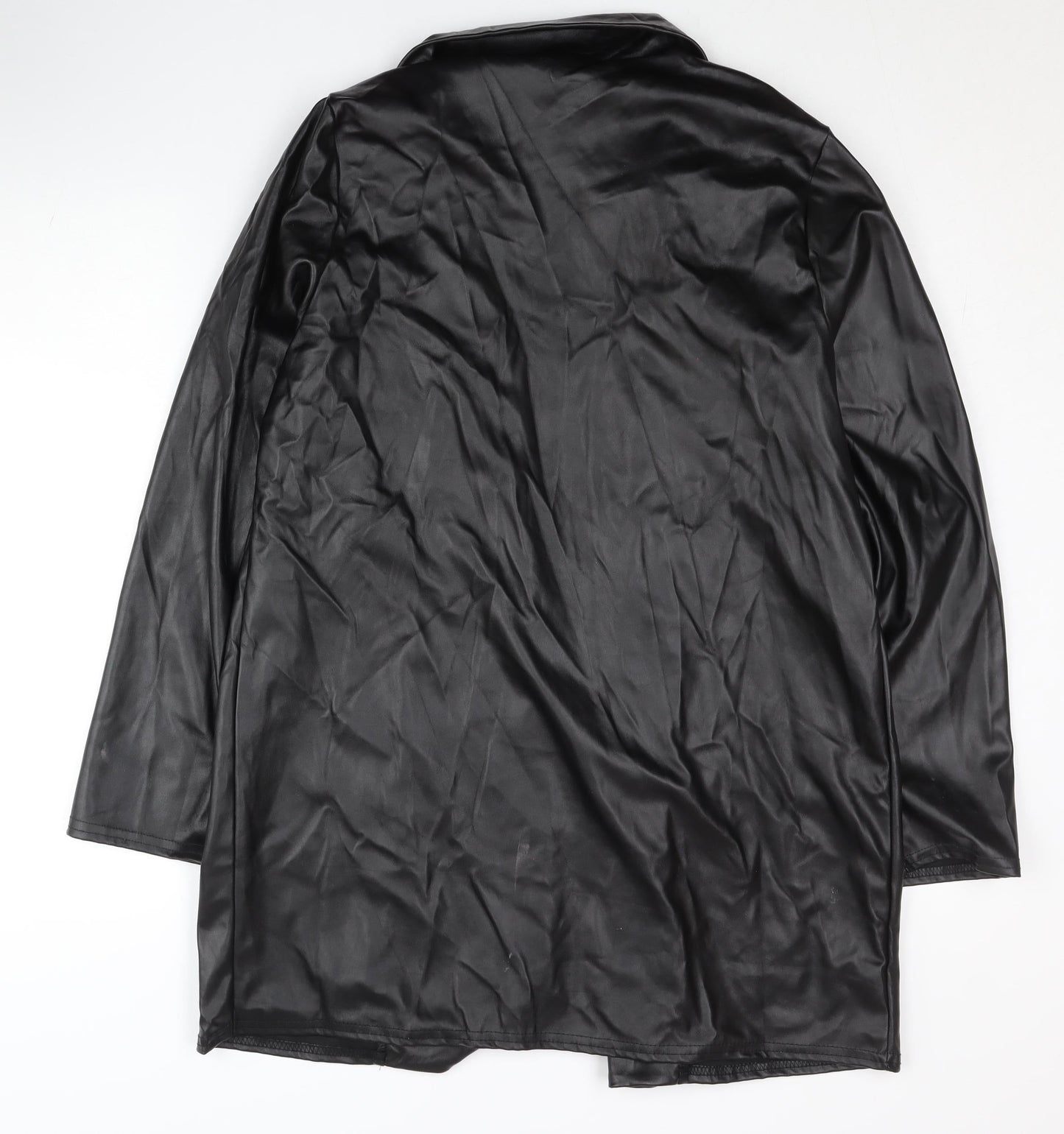 PrettyLittleThing Womens Black Faux Leather Long Coat UK 12