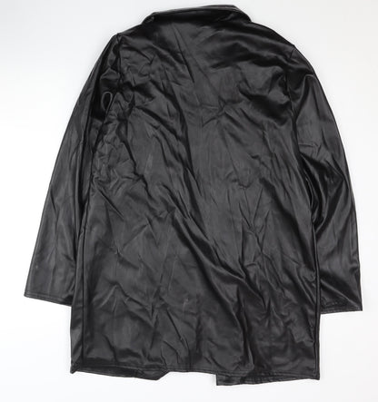 PrettyLittleThing Womens Black Faux Leather Long Coat UK 12