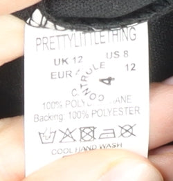 PrettyLittleThing Womens Black Faux Leather Long Coat UK 12