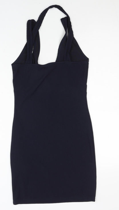 PrettyLittleThing Women Black Size 8 Bodycon Mini V-Neck Dress