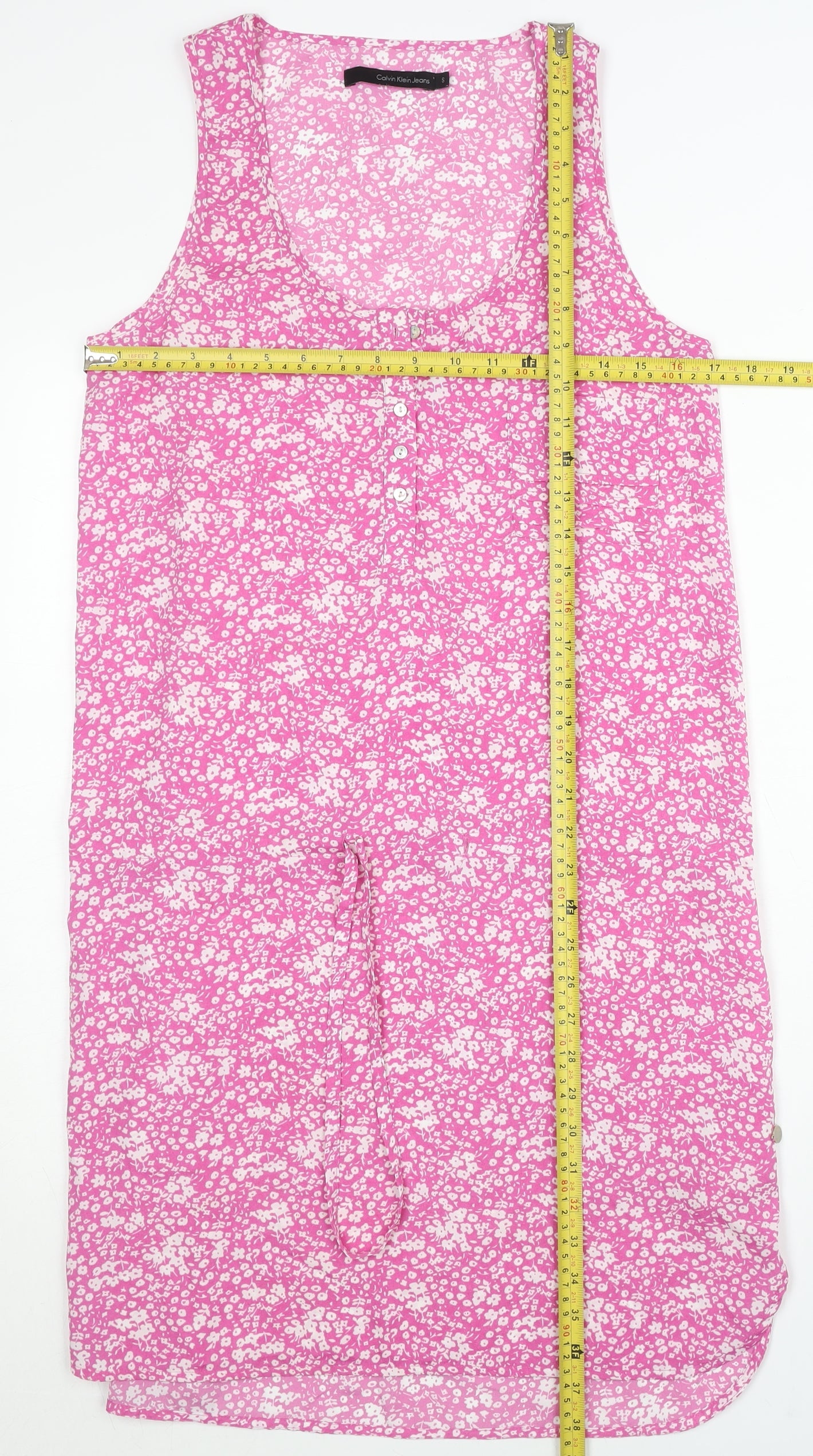 Calvin Klein Jeans Women Pink Floral Tank Dress Size S