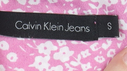 Calvin Klein Jeans Women Pink Floral Tank Dress Size S