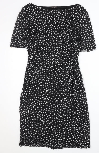 Phase Eight Women’s Black Polka Dot Knee Length Sheath Dress Size 8
