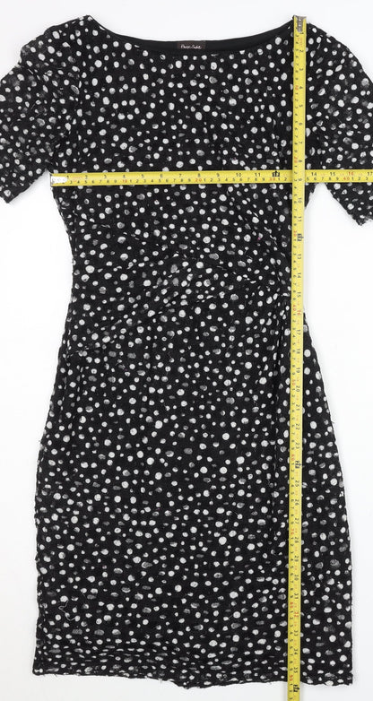 Phase Eight Women’s Black Polka Dot Knee Length Sheath Dress Size 8