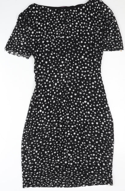 Phase Eight Women’s Black Polka Dot Knee Length Sheath Dress Size 8