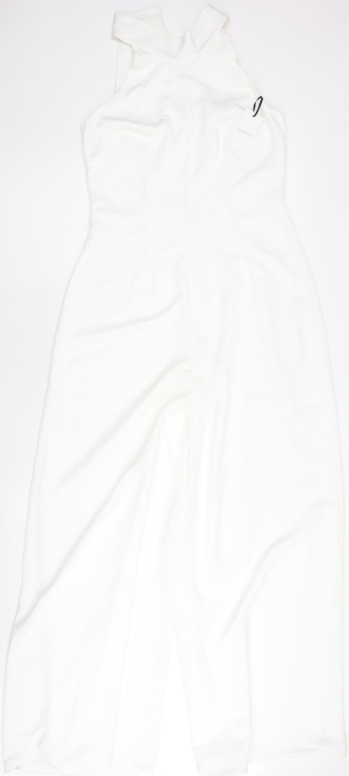 Rewritten Womens White XS Halter Wide-Leg Sleeveless Jumpsuit