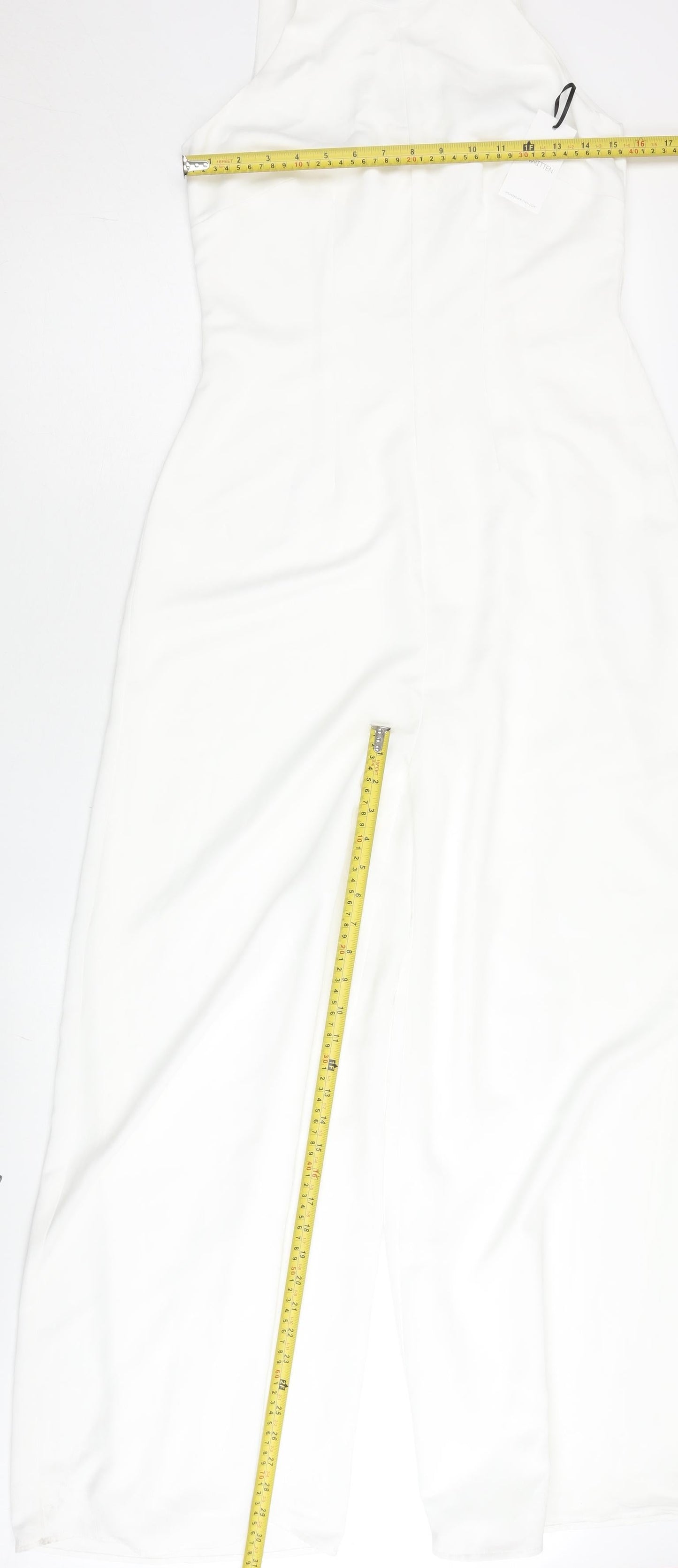 Rewritten Womens White XS Halter Wide-Leg Sleeveless Jumpsuit
