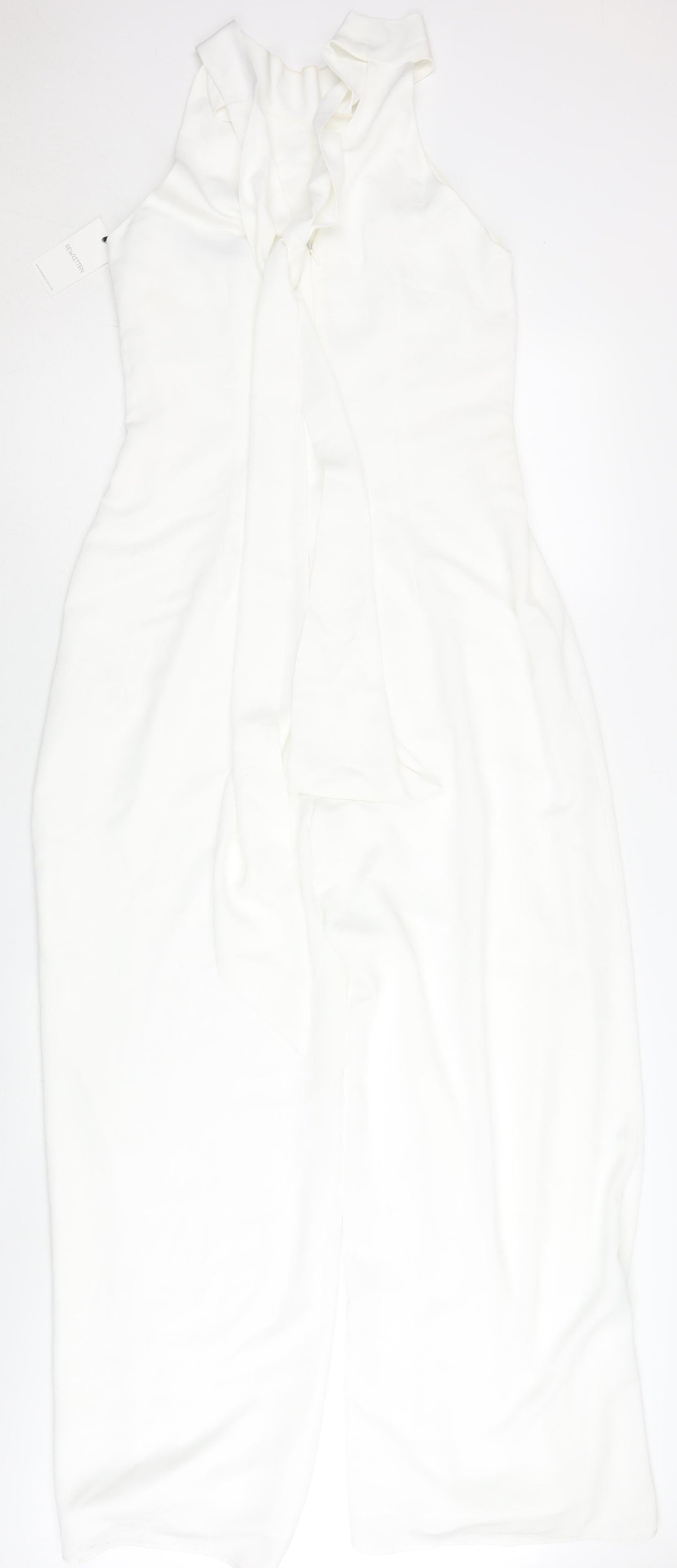 Rewritten Womens White XS Halter Wide-Leg Sleeveless Jumpsuit