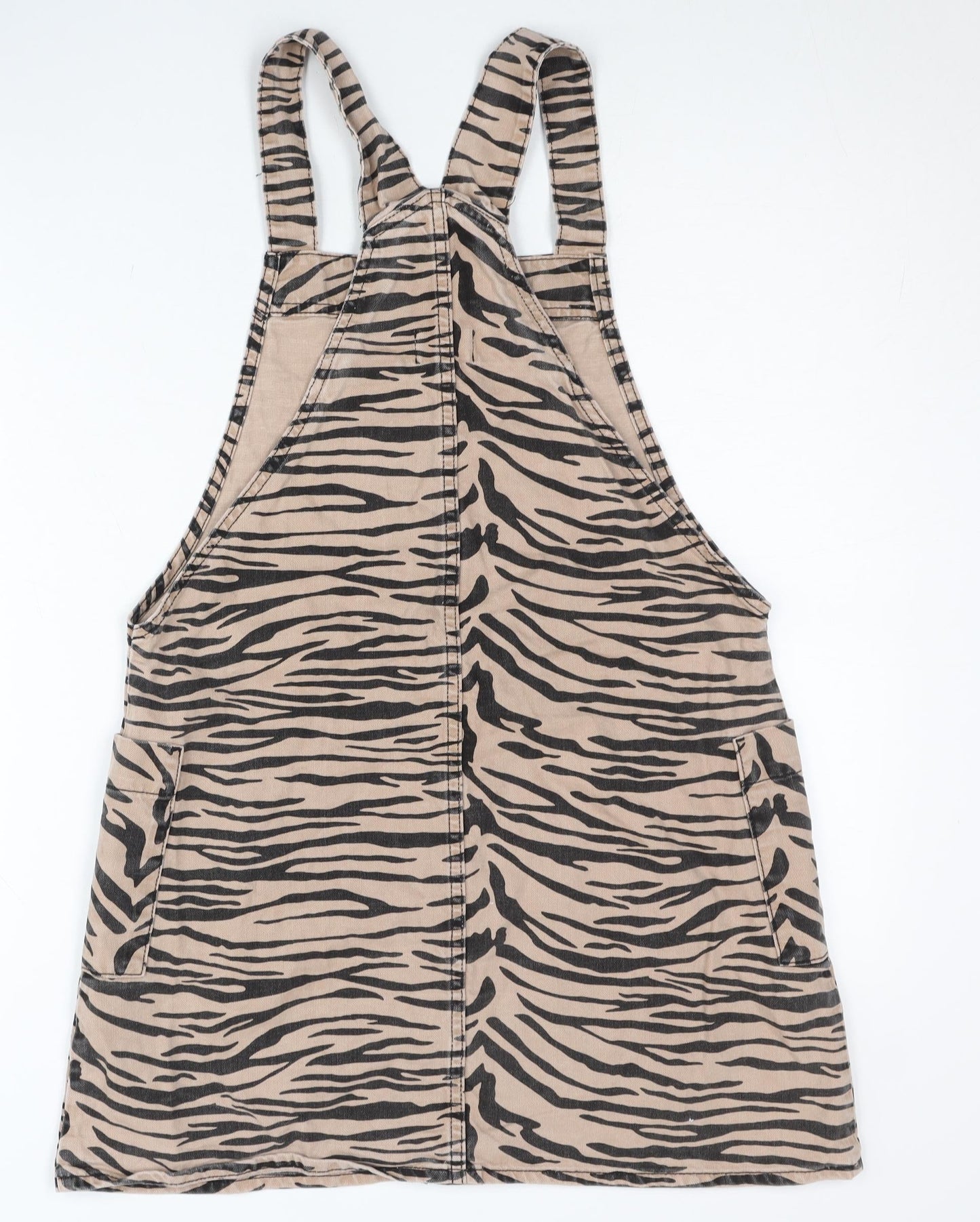 River Island Women’s Beige Animal Print Pinafore Dress Size 8