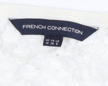 Womens UK Size 10 French Connection Ivory Cropped Blouse