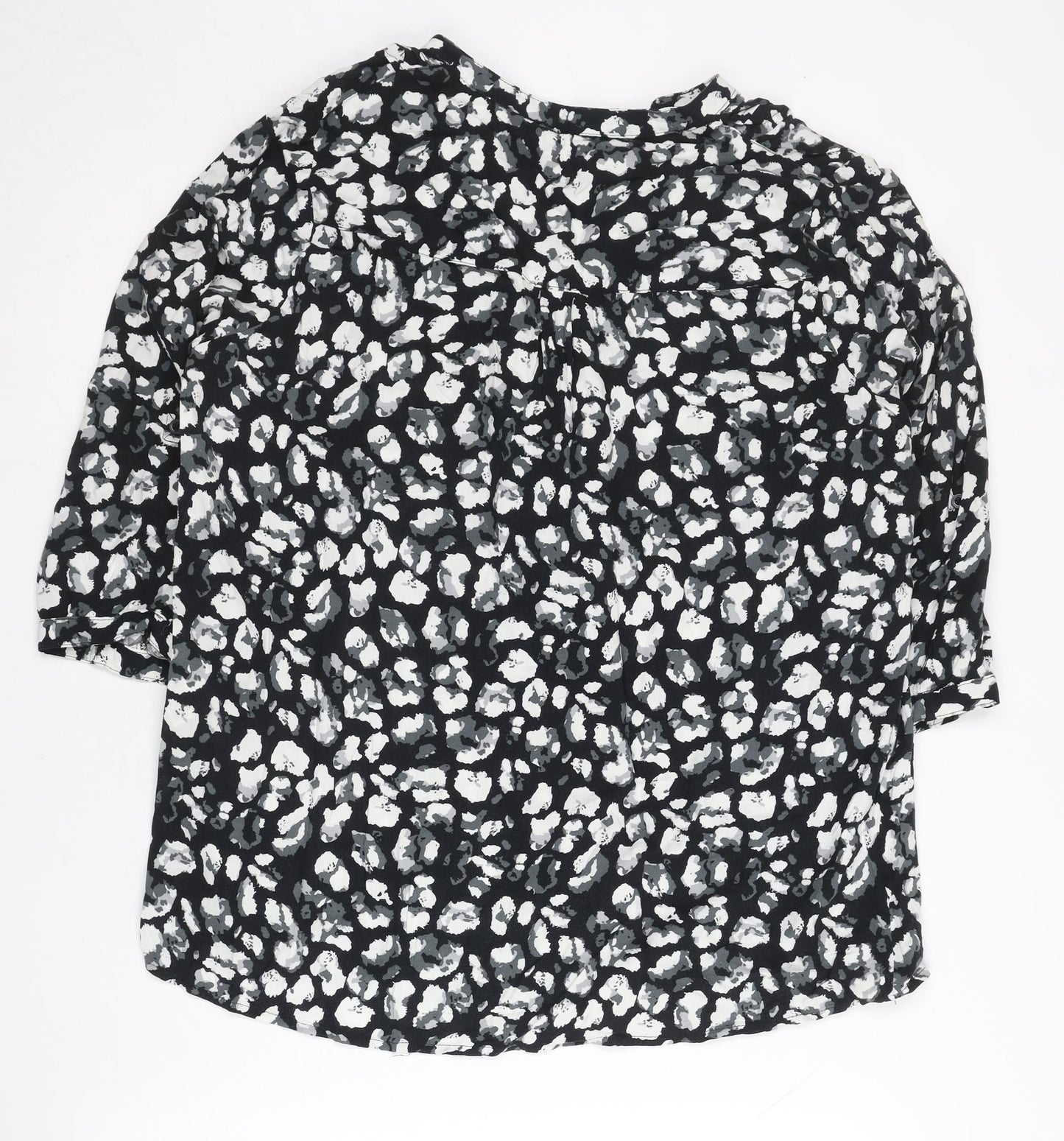 ISLE Womens Black Animal Print Viscose Blouse Size 14