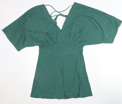 H&M Women’s Green Size 8 Short Kimono Sleeve Mini Stretch Dress