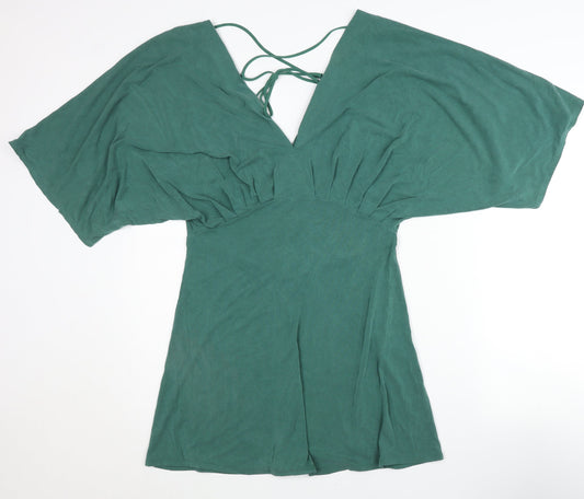 H&M Women’s Green Size 8 Short Kimono Sleeve Mini Stretch Dress