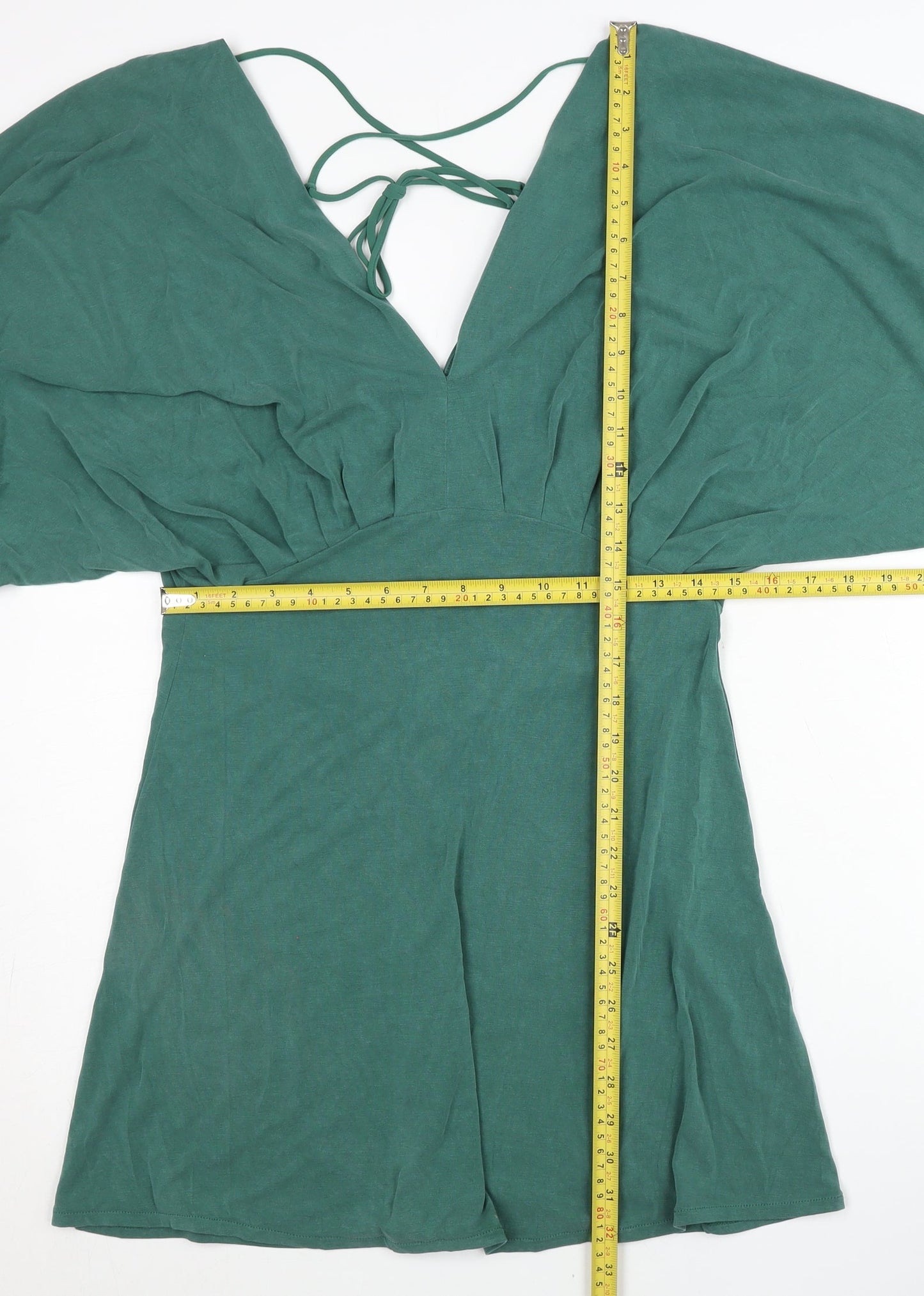 H&M Women’s Green Size 8 Short Kimono Sleeve Mini Stretch Dress