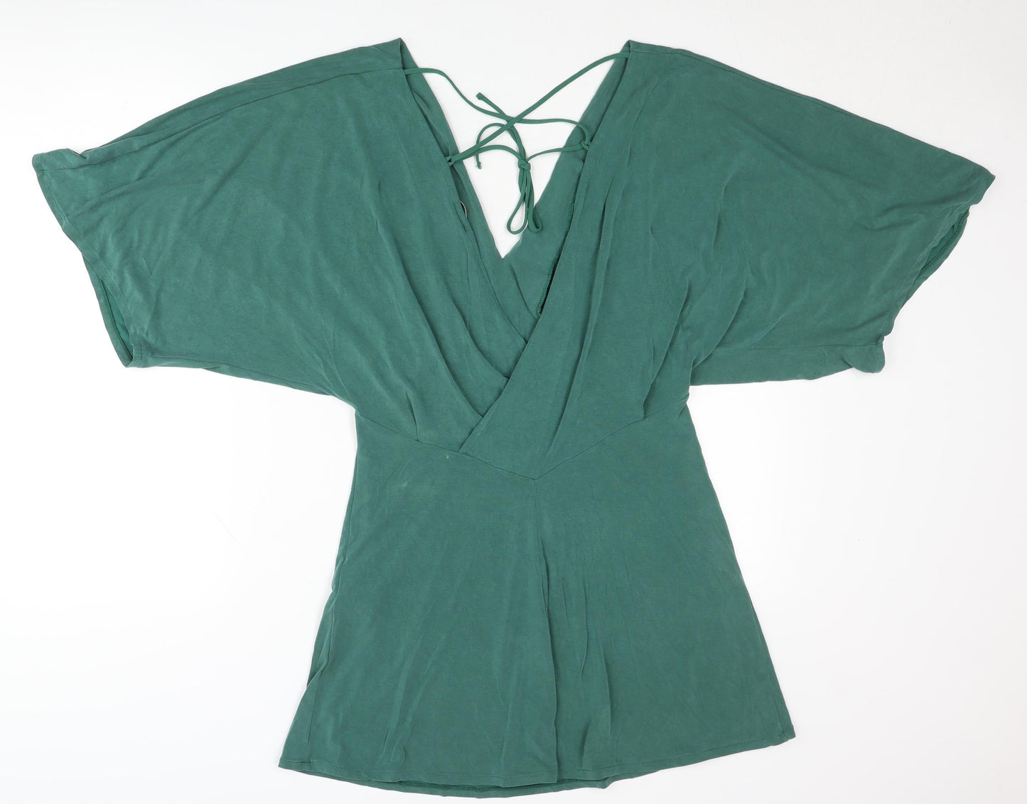 H&M Women’s Green Size 8 Short Kimono Sleeve Mini Stretch Dress
